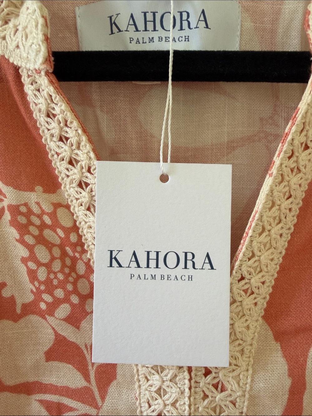 Kahora Palm Beach Bardot Dress – Joy Salmon Floral Cotton Maxi - Picture 4 of 8